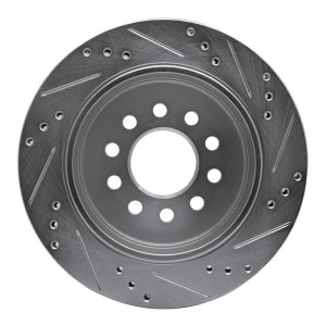 Lincoln Town Car Brake Rotor (1) - Rear Left - R1 Concepts - Drilled & Slotted - Silver - `03-`11